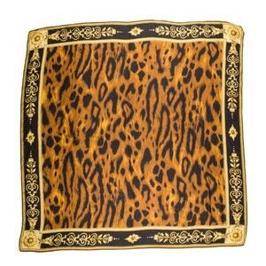 Versace Leopard Print Scarf/ Wrap with Gold Trim 54”